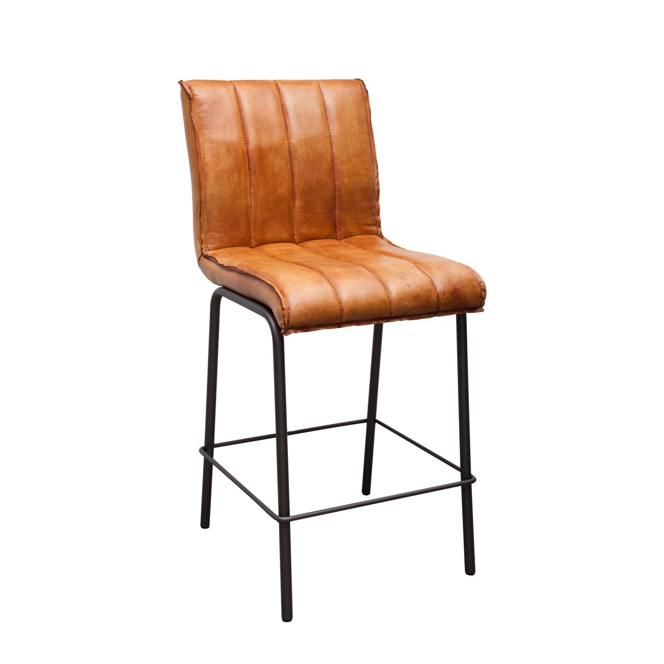 Leder Barhocker 66 TOWER Cognac Farbe derstuhl.at -Barhocker aus Büffelleder mit robustem Stahlgestell | Modell 66 TOWER 65 Lutz